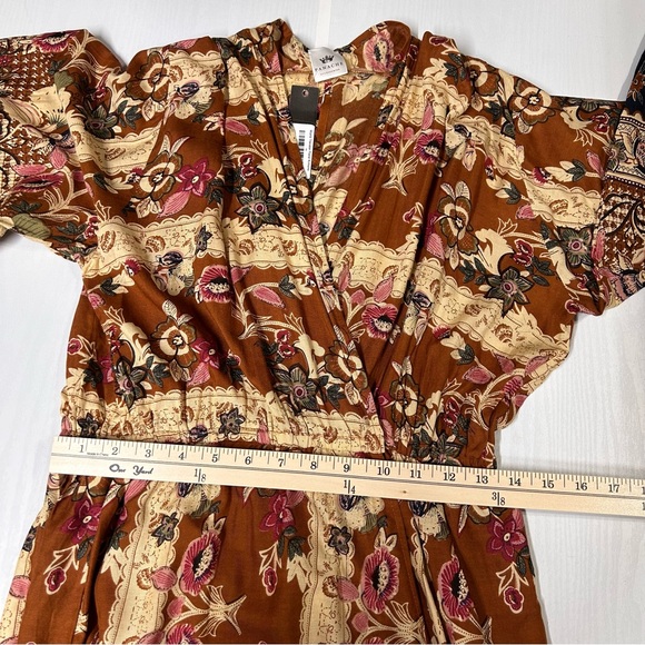 NWT Panache Brown Floral Kimono Long Wrap Dress Size M - Picture 10 of 16